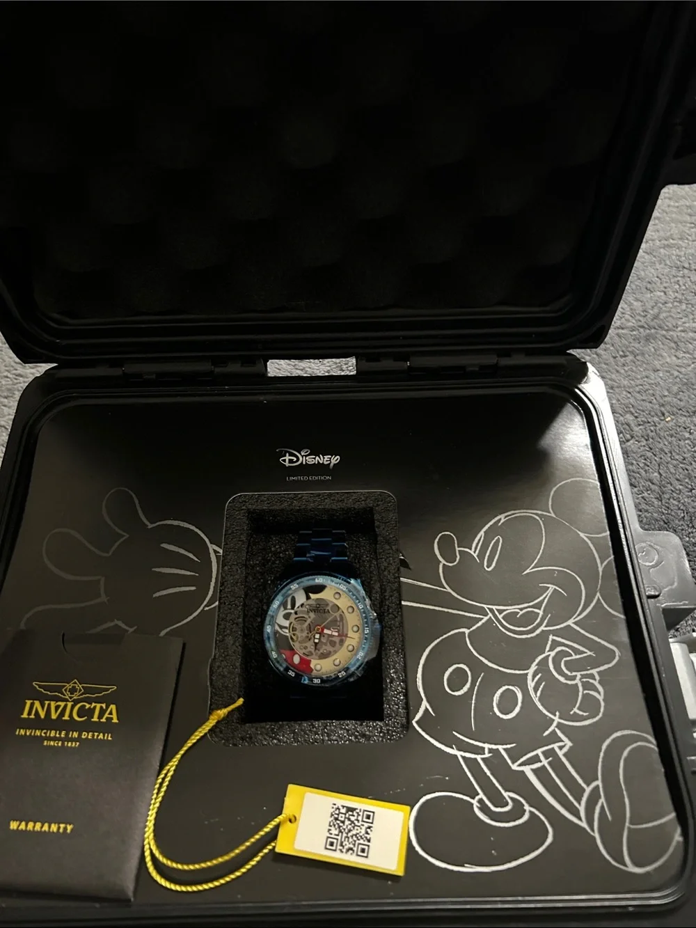Invicta Black Protective Case with White Mickey Outline